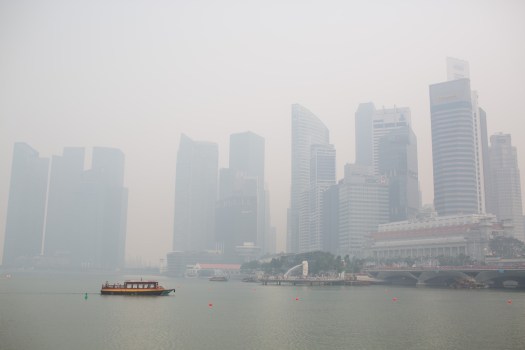 Look at the beautiful, clear, blue, skies of sunny, sunny Singapore. (Photo by Chris McGrath/Getty Images)